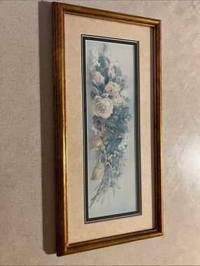 Vintage Lena Liu Signed Framed Floral Bouquet Wall Art